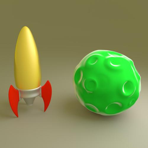 Cartoon Rocket and Planetoids preview image
